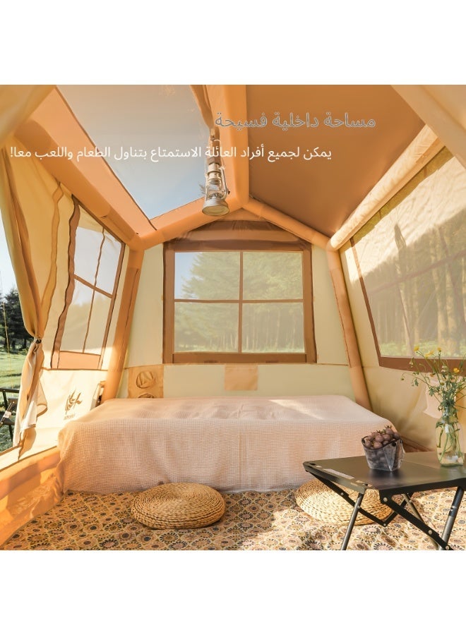 PAKICETUS Inflatable Camping Tent, Easy Setup Camping Tent with Pump, 4-Season CampingAir Tent Cabin with Mesh Doors and Windows, Luxury Camping Design with Skylight - Image 2